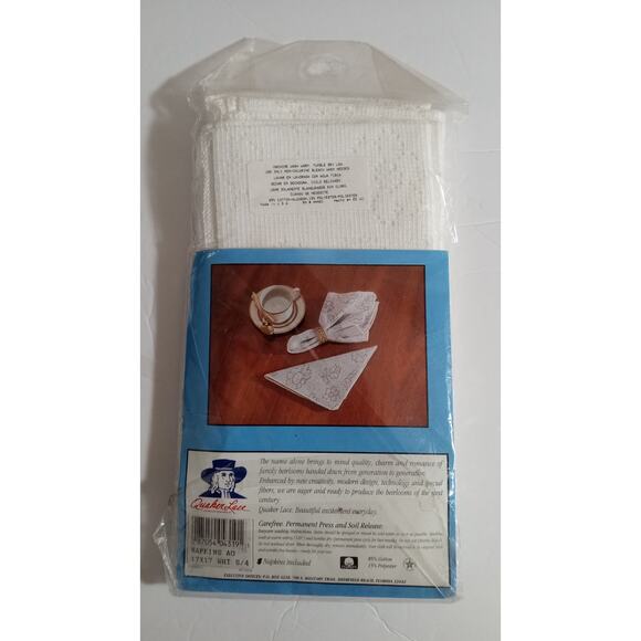 Quaker Lace Dinner Napkins White Set of 4 Vintage In Package - Picture 7 of 11